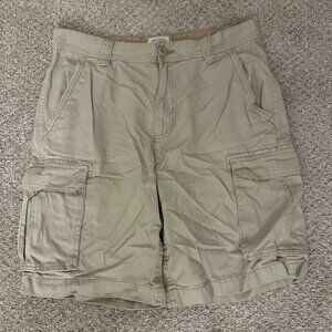 St Johns Bay Mens Shorts 32 Beige Khaki Hiking Outdoor Stretch In Casual Logo